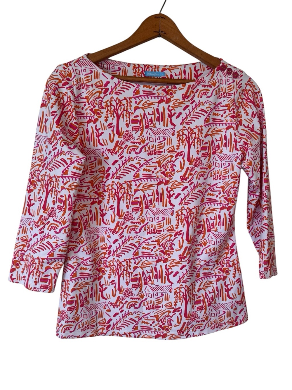 J. McLaughlin Wavesong Tee Garden Mosaic Catalina Cloth Top Coastal